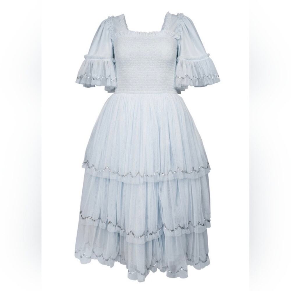 JessaKae Pale Blue Tiered Midi Dress - Picture 4 of 15